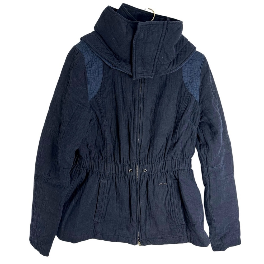 RARE Vintage 90s Diesel women’s moto cotton denim blue quilt parka coat jacket S - Picture 6 of 13